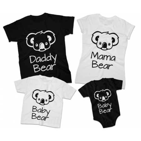 Zestaw koszulek rodzinnych dla taty, mamy, syna, córki na prezent Bear